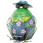 ペダル式 ダストビン/ゴミ箱 【カエル型 4L 幅34cm】 蓋付き スチール製 〔什器 子供部屋 幼稚園 保育園〕