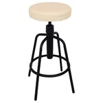 レトロ調 カウンターチェア/バースツール 【アイボリー】 幅42.5cm スピンドル昇降式 スチールフレーム