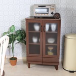 カップボード/キッチン収納 【ダークブラウン】 幅60cm 扉付き収納棚 脚付き 『アルト』