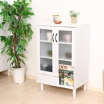 カップボード/キッチン収納 【ホワイト】 幅60cm 扉付き収納棚 脚付き 『アルト』