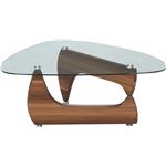 ガラス製センターテーブル/ローテーブル 【ライトウォルナット】 幅100cm 強化ガラス製天板 『ルーク』