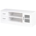 ローボード/テレビ台 ワイドタイプ 【ホワイト】 幅119cm 32型〜46型対応 引き出し2杯 収納棚 扉付き収納付き 『プレモ』