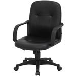 レザーチェア/オフィスチェア 【ロータイプ 幅64cm】 ブラック 肘掛け キャスター付き 張地：合成皮革/合皮