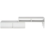 伸縮テレビボード/テレビ台 【ホワイト】 幅105cm〜200cm 26型〜42型対応 収納棚 引き出し2杯 雑誌ディスプレイ 木製脚付き