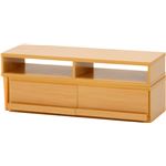 伸縮テレビボード/テレビ台 【ナチュラル】 幅105cm〜200cm 26型〜42型対応 収納棚 引き出し2杯 雑誌ディスプレイ 木製脚付き