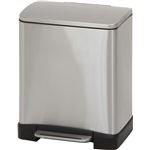 キューブ型 ステップビン(ダストボックス/ゴミ箱) 蓋付き 【10L+9L分別式 シルバー】 幅36.6cm ステンレス製 ソフトクローズ機能