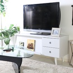 テレビボード/テレビ台 【ホワイト 幅120cm】 37型〜52型対応 引き出し2杯 扉付き収納 雑誌ディスプレイ付き 『アルト』