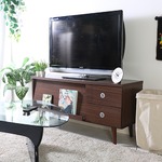 テレビボード/テレビ台 【ダークブラウン 幅120cm】 37型〜52型対応 引き出し2杯 扉付き収納 雑誌ディスプレイ付き 『アルト』