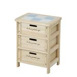 木製 収納ボックス(チェスト/タンス) 3段 【幅40cm ナチュラル 引き出し3杯】 タイル付き天板 脚付き