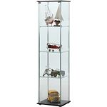 ガラス製 コレクションケース/ショーケース 【4段】 ブラウン 幅42.5cm 硝子製棚板2枚 脚付き 〔什器 店舗〕