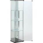 ガラス製 コレクションケース/ショーケース 【4段 背面ミラー付き】 ブラウン 幅42.5cm 硝子製棚板2枚 脚付き 〔什器 店舗〕