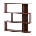 『S型』 ディスプレイシェルフ/本棚 3段 【ブラウン】 幅120cm 〔什器 書斎 オフィス〕