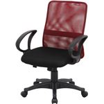 メッシュバックチェアー/オフィスチェア 【ワインレッド】 肘付き キャスター付き 『アリー』