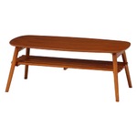 北欧風 折れ脚リビングテーブル/ローテーブル 【ミディアムブラウン】 幅100cm 棚板付き 折りたたみ 木製 『ノルン』