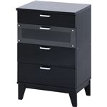 鏡面 チェスト/タンス 【ブラック】 幅59.5cm 引き出し4杯 脚付き 『グロース』