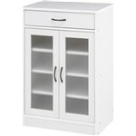 キャビネット/食器棚 【ホワイト】 幅59cm 取っ手付き扉 引き出し1杯付き 『プレモ』