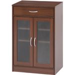 キャビネット/食器棚 【ブラウン】 幅59cm 取っ手付き扉 引き出し1杯付き 『プレモ』