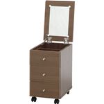 木目調 コンパクトドレッサー/化粧台 【ミディアムブラウン】 幅45cm 引き出し3杯 キャスター付き 【完成品】