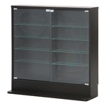 コレクションケース/ショーケース 【5段×2列 ロータイプ ブラック 幅90cm】 浅型収納棚 ガラス製扉 棚板付き 〔什器 店舗〕