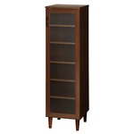 カップボード/キッチン収納 ハイタイプ 【ダークブラウン】 幅39.5cm 扉付き収納棚6段 脚付き 『アルト』