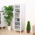 カップボード/キッチン収納 ハイタイプ 【ホワイト】 幅39.5cm 扉付き収納棚6段 脚付き 『アルト』