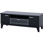 鏡面 ローボード/テレビ台 ワイドタイプ 【ブラック】 幅119cm 32型〜46型対応 引き出し1杯 扉付き収納棚 脚付き 『グロース』