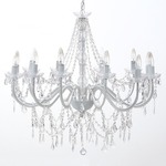 ペンダントライト/シャンデリア 【40W×12灯 ホワイト】 幅80cm アクリル スチール製