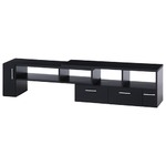 伸縮テレビボード/テレビ台 【ブラック】 幅109cm 26型〜42型対応 収納棚 扉付き収納 引き出し3杯