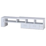 伸縮テレビボード/テレビ台 【ホワイト】 幅109cm 26型〜42型対応 収納棚 扉付き収納 引き出し3杯