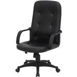 レザーチェア/オフィスチェア 【ハイバック 幅67cm】 ブラック 肘掛け キャスター付き 張地：合成皮革/合皮