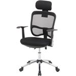 メッシュ オフィスチェア 【ブラック×ブラック】 幅60cm リクライニング ハイバック 肘掛け キャスター付き 『ショーン』