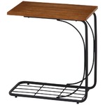 北欧風 サイドテーブル/ローテーブル 【幅50cm ブラウン】 木製 収納棚付き 『レアル』 〔リビング〕