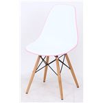 パーソナルチェア/リラックスチェア 【ピンク×ホワイト】 幅45cm 木製脚付き スチールフレーム 『シェルチェア リプロダクト』