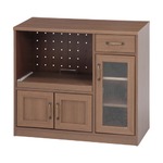 北欧風 キッチンカウンター/キッチン収納 【ミディアムブラウン】 幅90.5cm 引き出し1杯 取っ手付き扉 キャスター付き