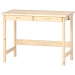 シンプルデスク/マルチテーブル 【ナチュラル】 幅100cm 引き出し2杯 フック付き 木製