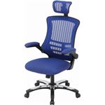 多機能アームアップチェア/オフィスチェア 【ブルー】 幅66cm ハイバック 肘掛け キャスター付き 『マスターIII』