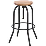 モダン調 回転スチールチェア/回転椅子 【ブラウン×ナチュラル】 木製座面 (ニレ材) アイアンフレーム