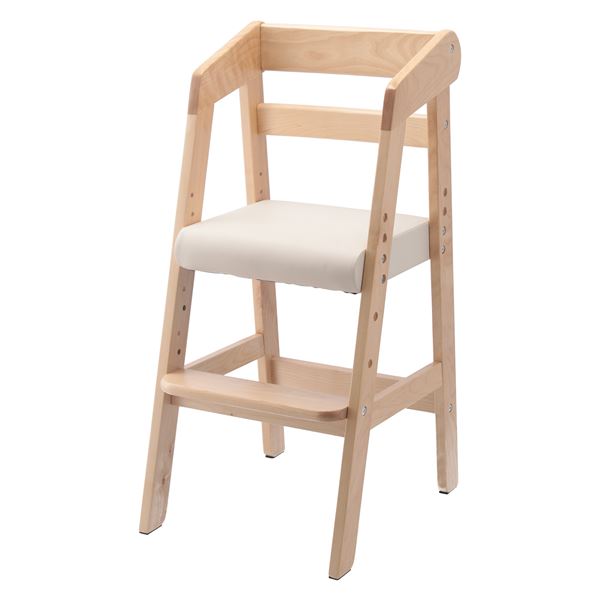 ベビーチェア 子供椅子 幅35×奥行41×高さ74.5cm ナチュラル 木製 合皮 高さ調整可 プレゼント ギフト 贈り物 子ども 誕生日 b04