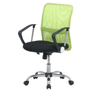 デスクチェア(椅子)/メッシュバックチェアー ガス圧昇降機能/肘掛け/キャスター付き グリーン（緑） - 拡大画像