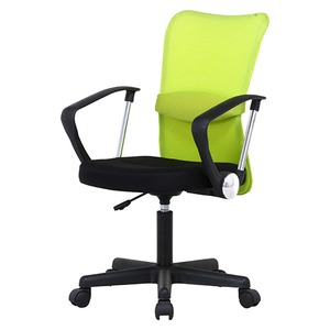 デスクチェア(椅子)/メッシュバックチェアー 【ハンター】 ガス圧昇降機能/肘掛け/キャスター付き グリーン（緑） - 拡大画像