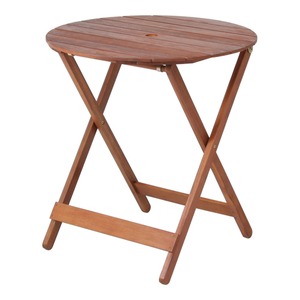 ラウンドテーブル/ガーデンテーブル 丸型 木製(アカシア/オイルステイン仕上げ) パラソル穴付き - 拡大画像