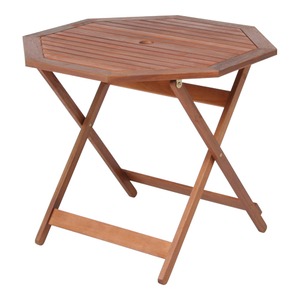 八角形テーブル/ガーデンテーブル 幅90cm 木製(アカシア/オイルステイン仕上げ) パラソル穴付き - 拡大画像