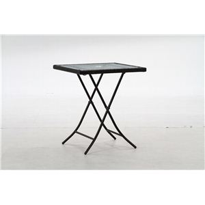 折りたたみテーブル/PEラタンフォールディング強化ガラステーブル 正方形 BR ブラウン - 拡大画像