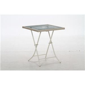 折りたたみテーブル/PEラタンフォールディング強化ガラステーブル 正方形 WH ホワイト（白） - 拡大画像