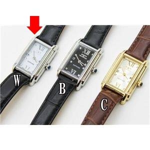 TECHNOS（テクノス） レディース レザー 腕時計 T220006（W） 文字盤ホワイト ベルト黒 - 拡大画像