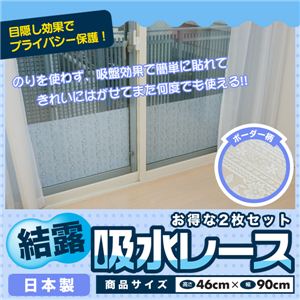 結露吸水レース90×90 ボーダー - 拡大画像