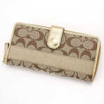 COACH（コーチ） ストライプアコーディオンジップアラウンド 長財布 F42628