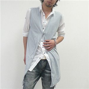 フロントフェイクシャツ(Y8513)ホワイトL - 拡大画像