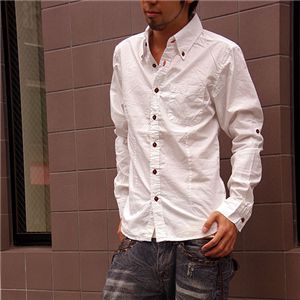 ボタンカラーデザインシャツ(590012) ホワイト Lサイズ - 拡大画像