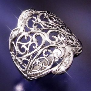 透かし彫りダイヤリング 指輪　9号 - 拡大画像